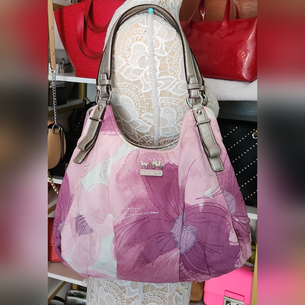 Coach Madison Maggie Hobo Satchel With Stunning Colors. Beautiful Florals! - Picture 3 of 15